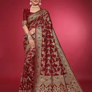 Gorgeous Dola Muga Jacquard Banarasi Silk Saree Nylon Zari Weaving