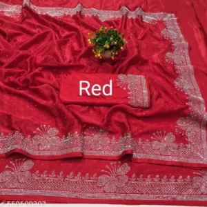 New Kumari dola silk saree hotfix design and Swarovski work saree with blouse pis