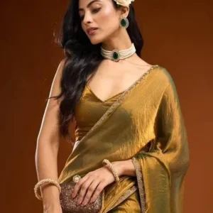 PRESENTING NEW RICH CHFFORN FENDY SOFT FABRIC ALPNG RICH BORDER LOOK SAREE WITH BLOUS
