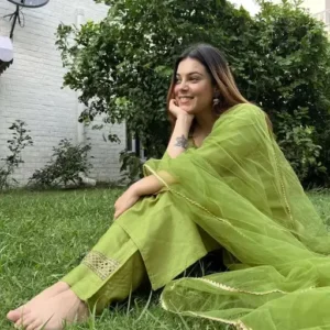 Women Cotton Embroidered Kurta Pant With Dupatta Set