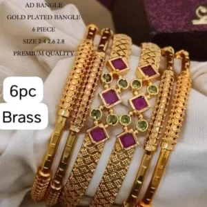 New Designer Premium Quality Gold Plated ruby stone 6 pcs bangle combo Name: New Designer Premium Quality Gold Plated ruby stone 6 pcs bangle combo