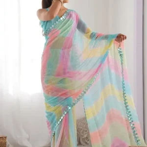 NEW FENCY GEORGETTE CUT WORK SAREE With Multi Colour Cut Work Border With Premium Quality saree